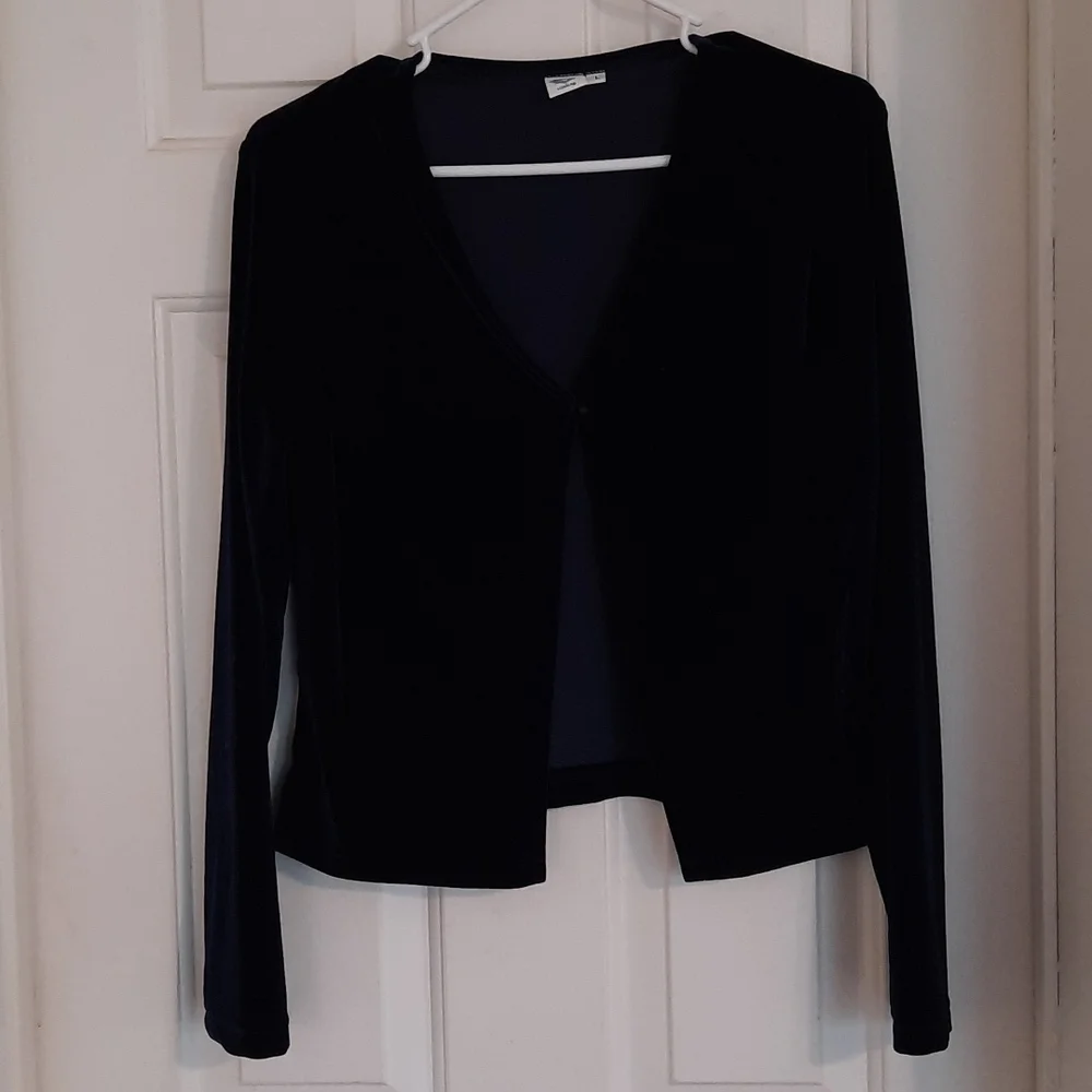 Navy or dark royal blue velour y2k Cardigan 1 button super soft size large